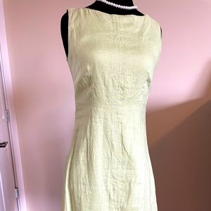 1990’s In Wear brand 100% linen sleeveless dress, size 2. Lime colour.